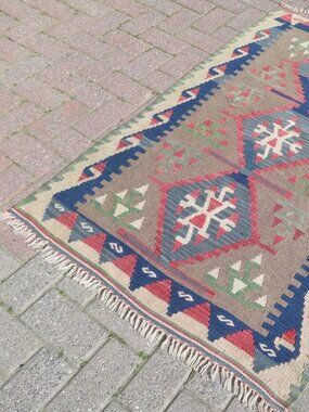 Vintage Turkish Kilim Wool Handwoven Rug